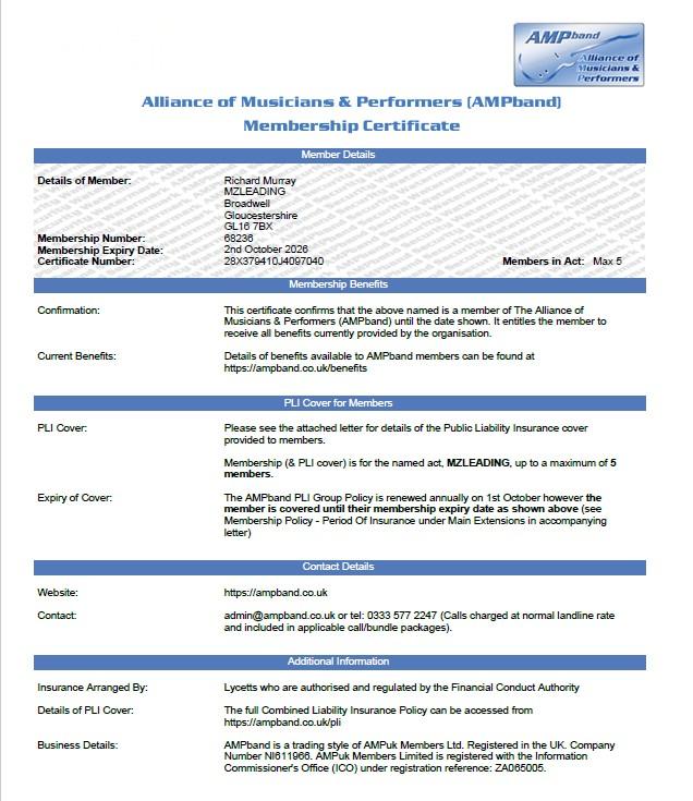 Mzleading band insurance doc